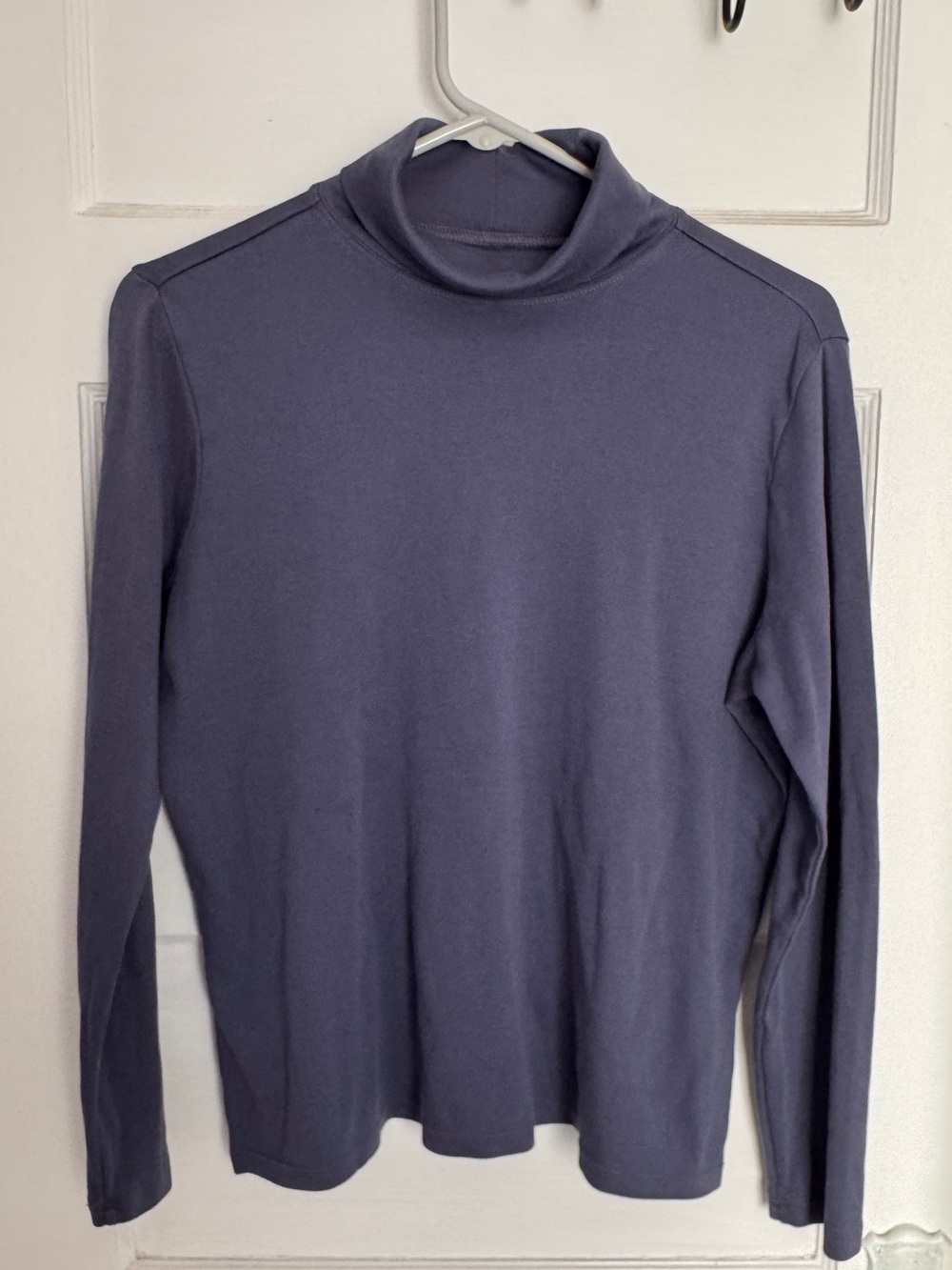 L.L.Bean L-REG Slate Blue Turtleneck Supima Cotton Long Sleeve Top